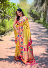 Soft Tissue Silk Banarasi Lotus Border Saree